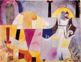 Landscape with black columns
