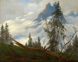 Berggipfel mit ziehenden Wolken - Caspar David Friedrich