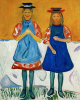 Edvard Munch - Zwei Mädchen in blauen Schürzen