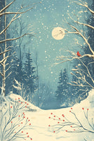 Pictufy Studio - Red Bird in Snowy Forest