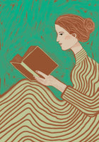 Sharyn Bursic  - Lady reading striped dress
