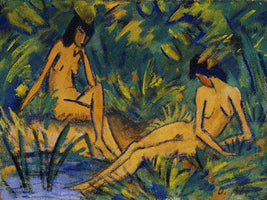 Sitzende Mädchen am Wasser - Otto Mueller