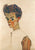 Egon Schiele - Selbstbildnis mit gestreiftem Hemd