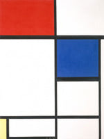 Komposition mit blau, rot und gelb